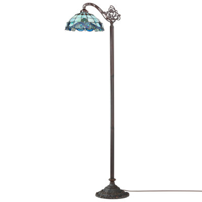 60"H Sophia Blue Stained Glass Bowl Shade Candlestick Floor Lamp