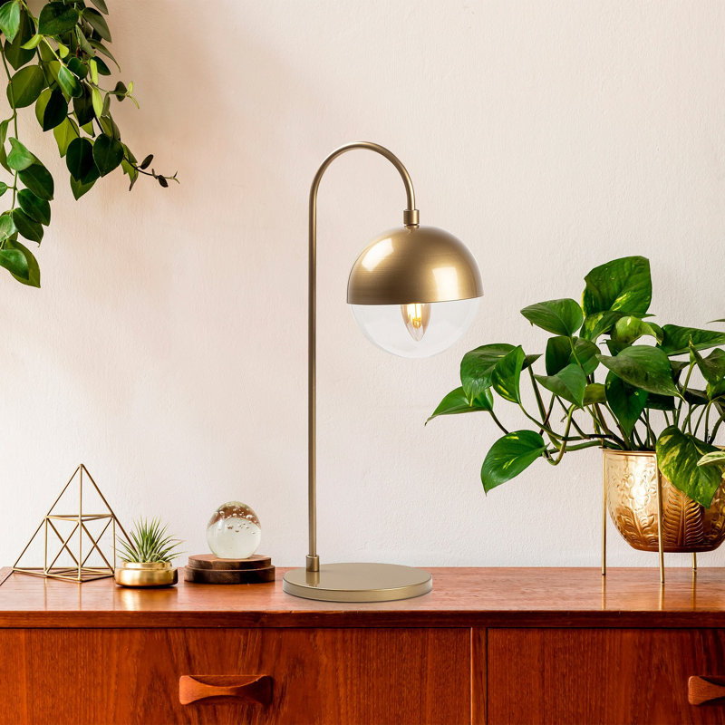 Lampe de bureau en métal Louroujina, Or, Transparent