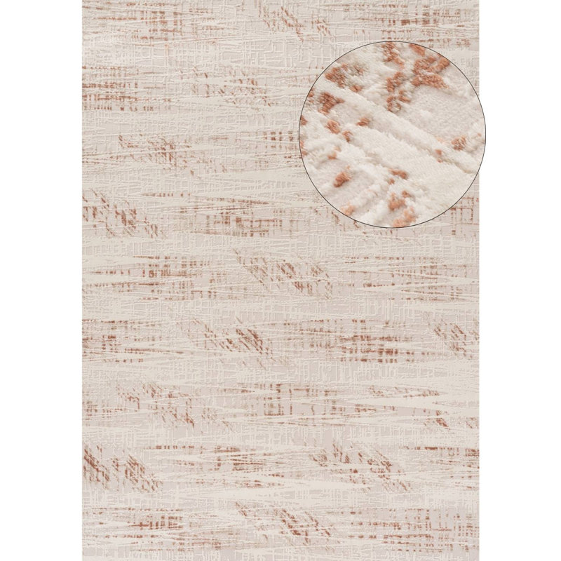 Carmel Modern Abstract Cream/Orange Area Rug, Rectangle 80 x 150 cm