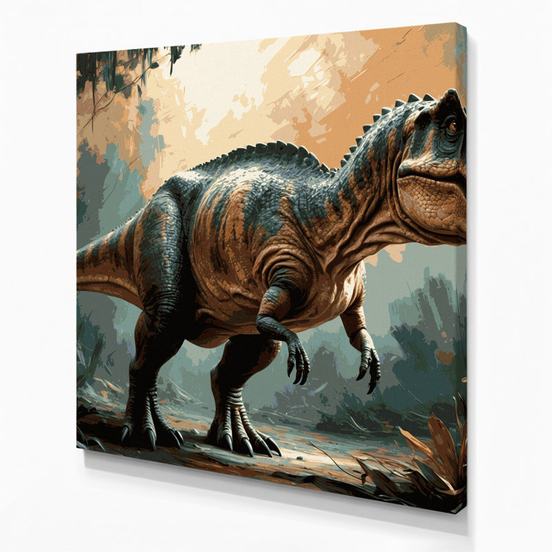 «Dinosaur Albertosaurus», art mural sur toile brune, H 16 po x l 16 po