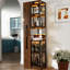 Vitrine de 70 po avec portes et lumières en verre, avec étagère de rangement coulissante multifonctionnelle, armoires de rangement en bois