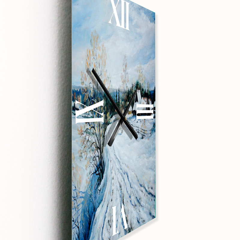 Country Road in Winter Times II - Horloge murale traditionnelle, Grand
