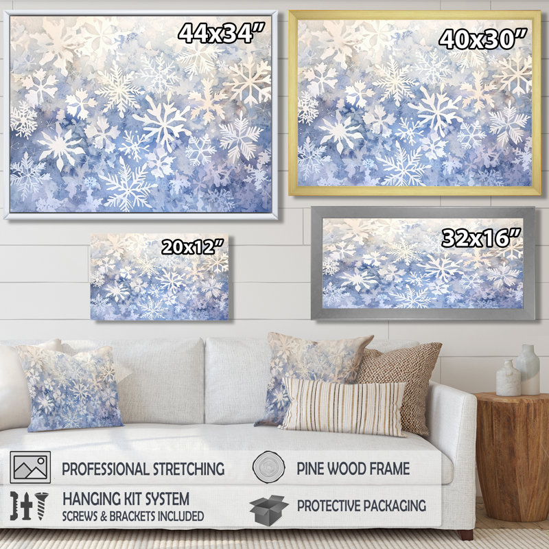 «Snowflakes Dancing In Winter I», impression sur toile paysage d'hiver, H 12 po x l 20 po, Noir
