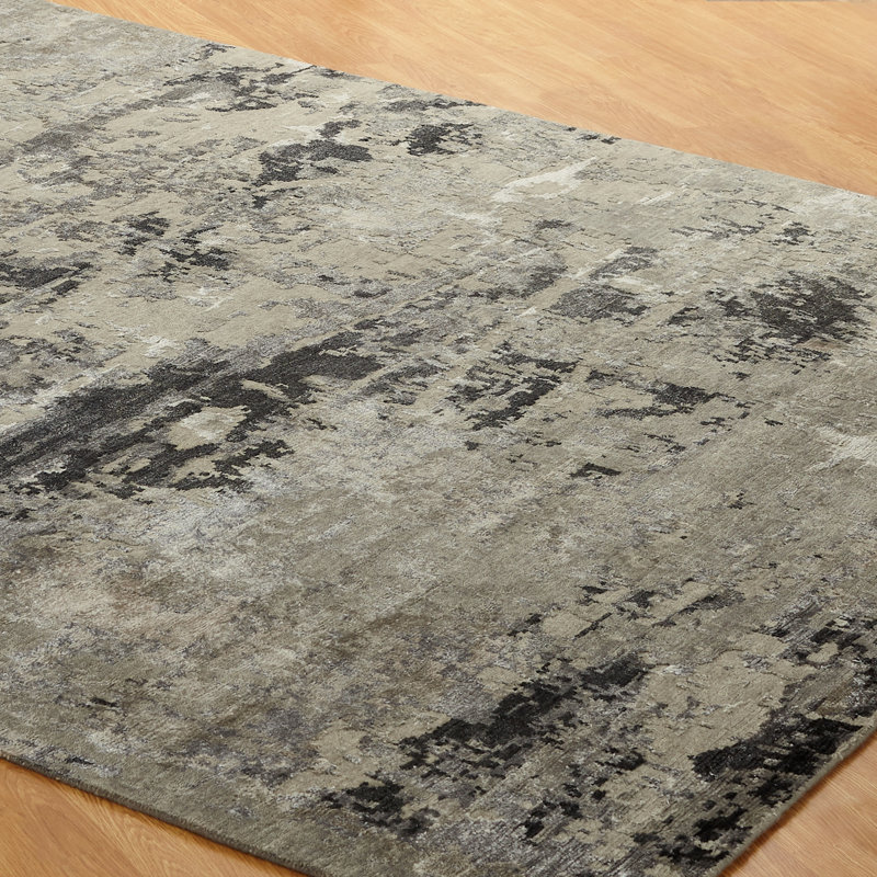 Hand Knotted Area Rug in Gray, Rectangle 9' x 12'