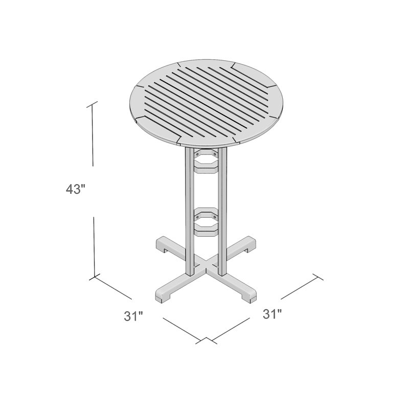 Ponce Round Acacia Outdoor Bar Table