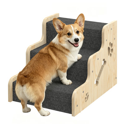 3 Step Wooden Pet Stairs For Small Dogs Cats Senior Pets