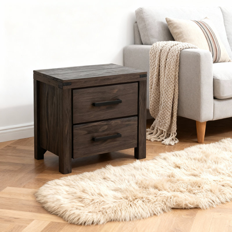 Table de chevet à 2 tiroirs, table de chevet avec tiroirs coulissants pour le rangement de la chambre à coucher