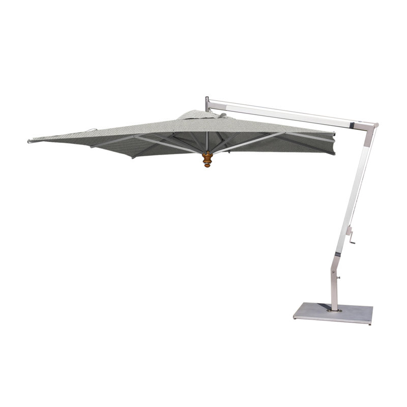 Pendulum 11.5' Square Cantilever Umbrella, Silver Gray, Double Stack Plate - Large