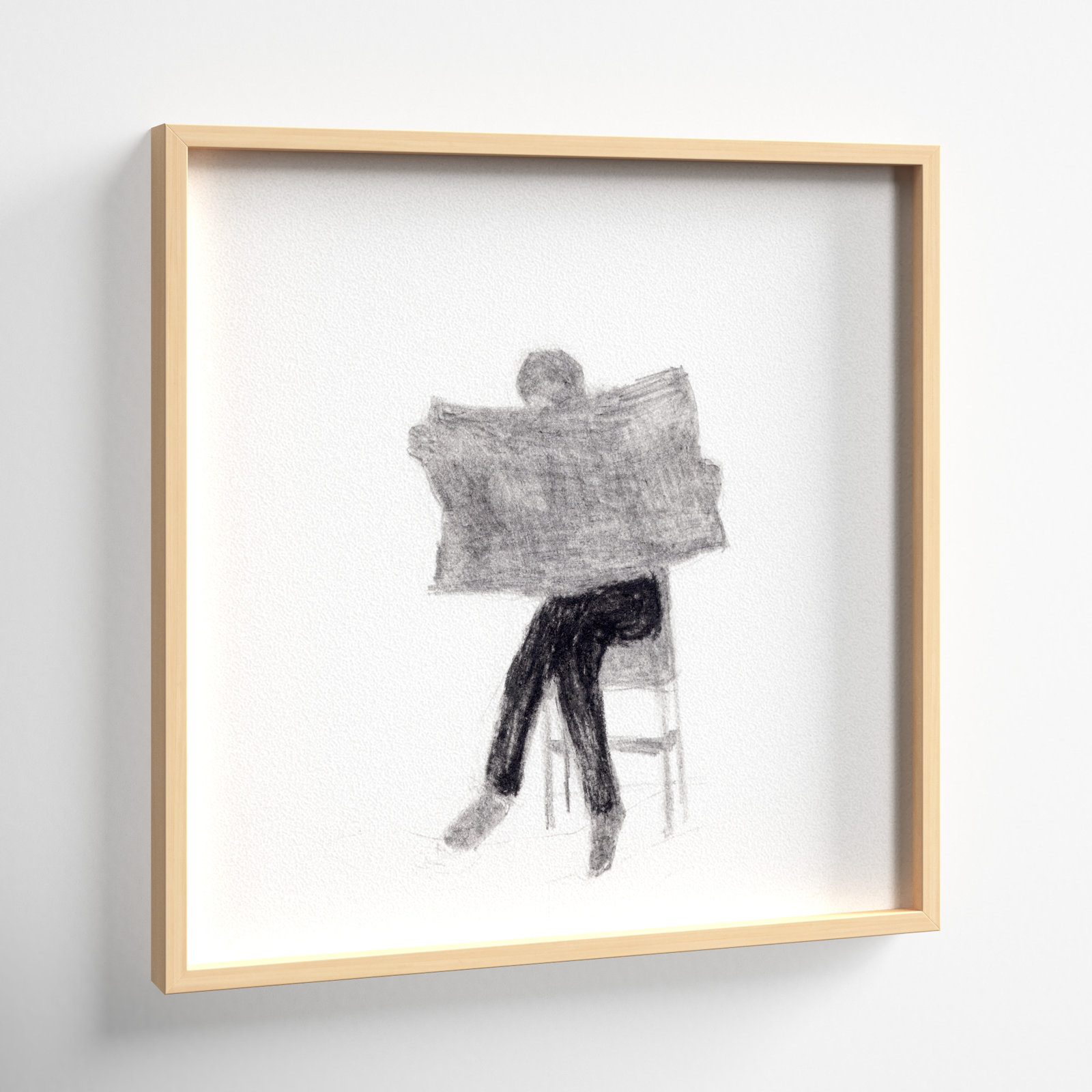 I Read The News Today by Simon Schneiderman, 16" H x 16" W, Brown
