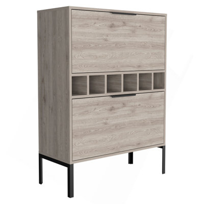 Bar Cabinet Puertu, Six Wine Cubbies, Double Door Cabinet