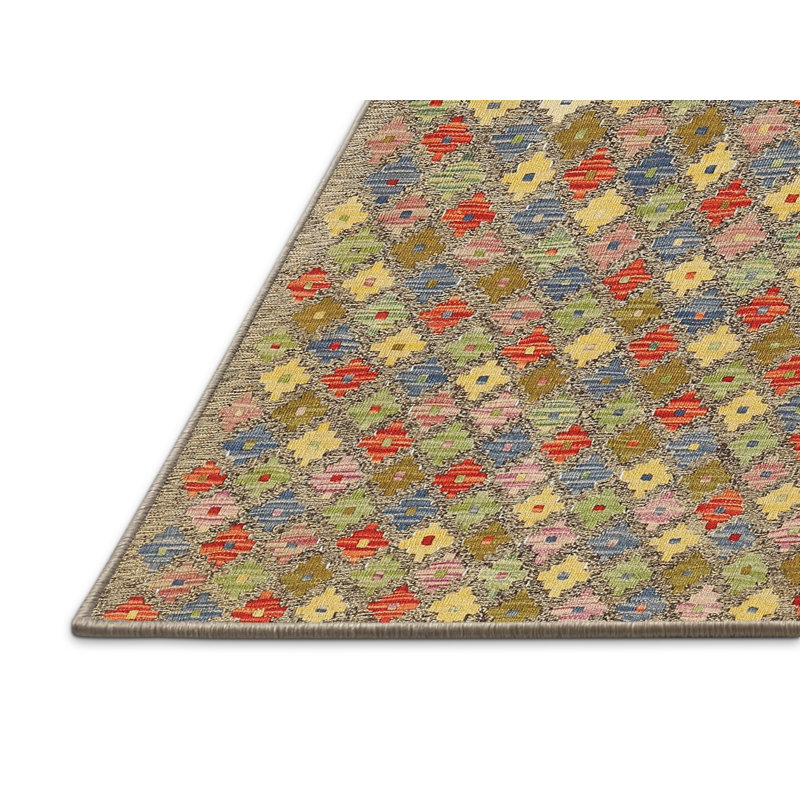 Tapis contemporain rouge / jaune, Rectangle 7 pi 0 po x 9 pi 0 po
