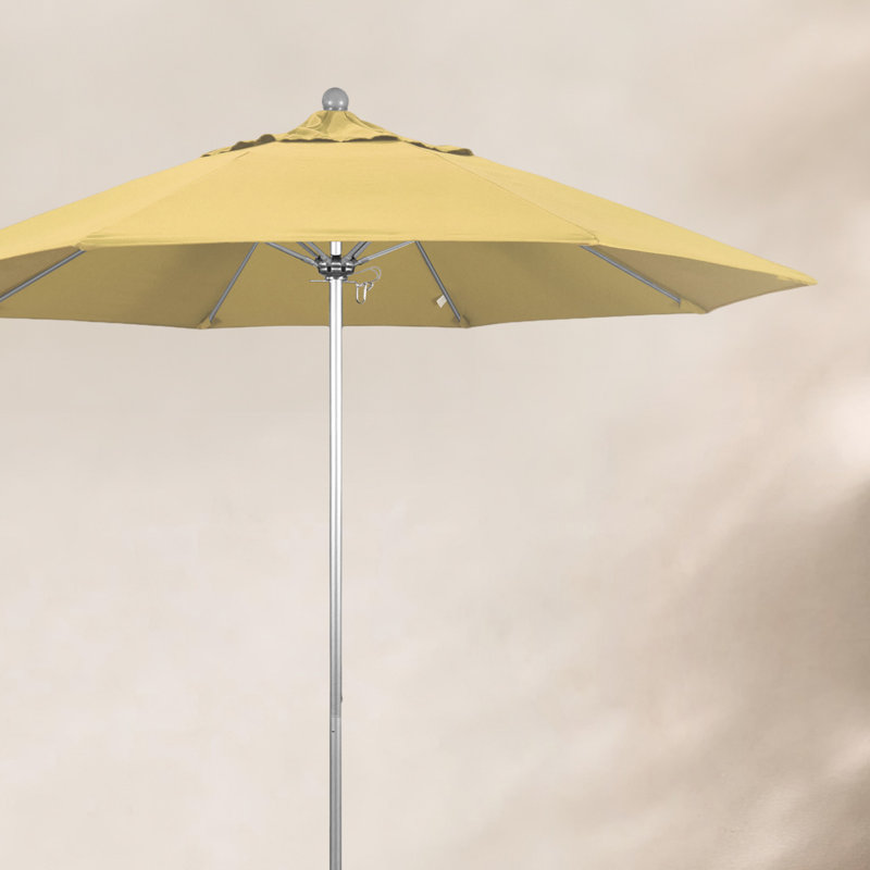 Parasol de marché 9 pi Maria, Argent argent, Toile toile Sunbrella® blé