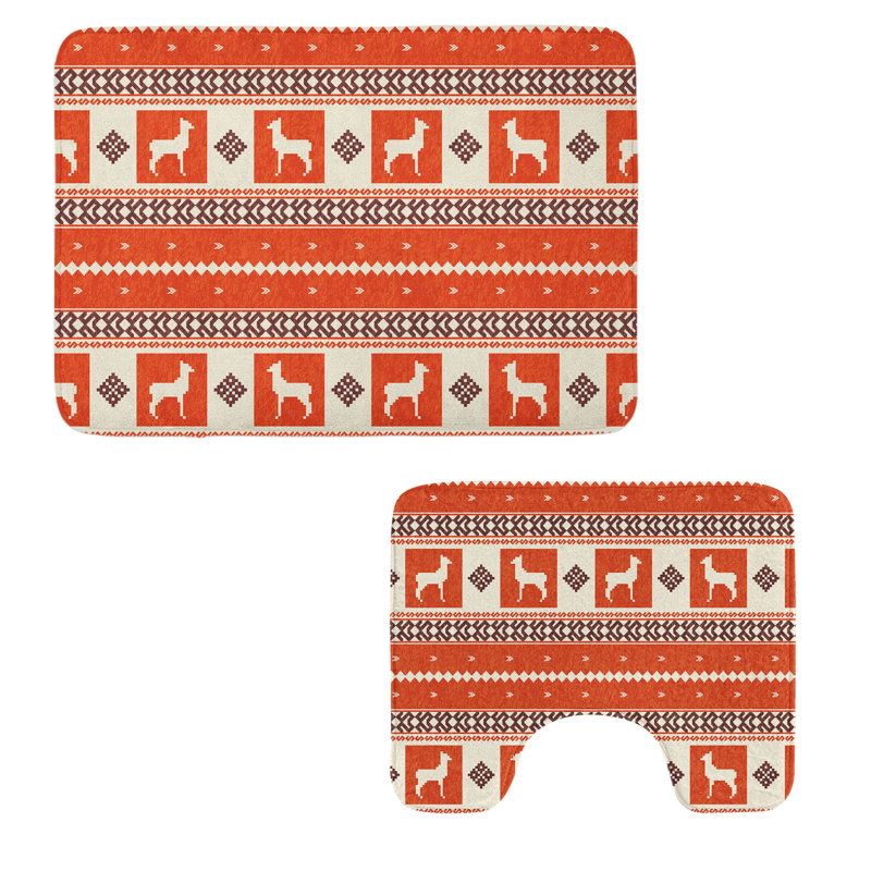  Ensemble de 2 tapis de salle de bain Ethniques