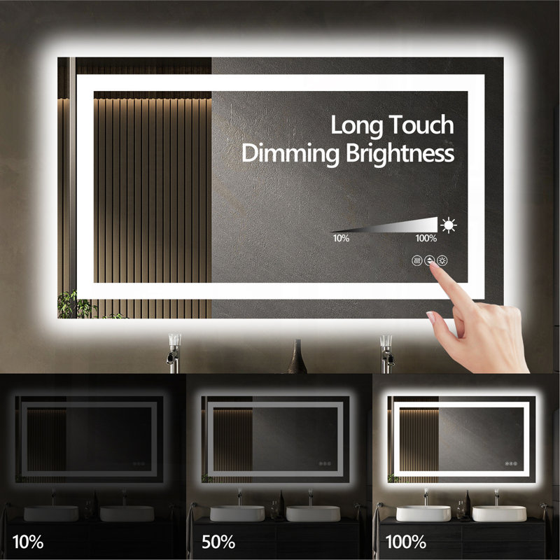 Miroir de salle de bain sans cadre à DEL, miroir intelligent, 24 po x 32 po