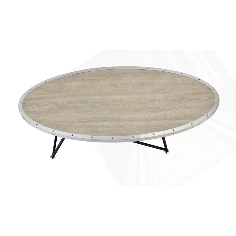 Table basse en chêne vieilli gris et métal