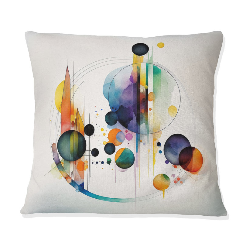 Coussin multicolore aquarelle géométrique I - imprimé géométrique abstrait