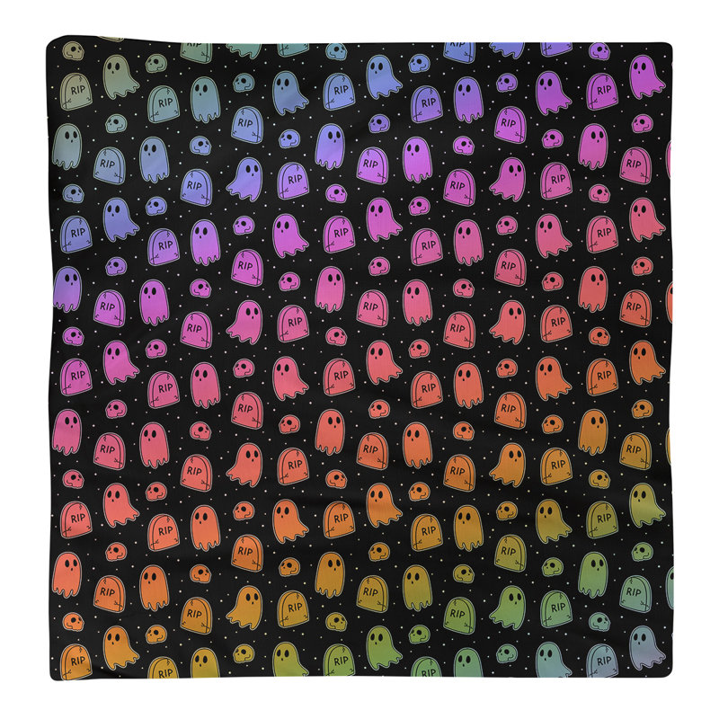 Serviette de coton à motif fantôme, Arc-en-ciel, H 0,1 po x l 10 po x P 10 po, Sergé de coton