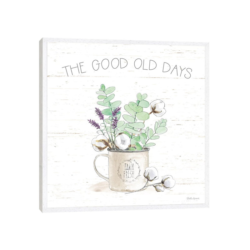 Farmhouse Cotton III Sage by Beth Grove - Print on Canvas, White Framed, 66.04cm H x 66.04cm W x 3.81cm D