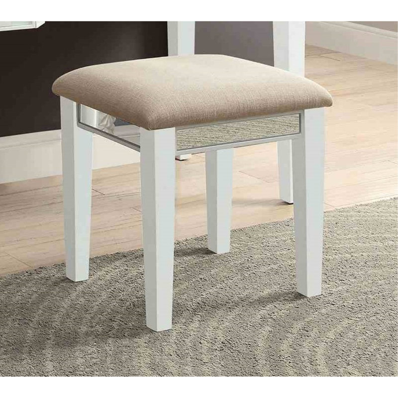 Ensemble de meuble-lavabo 1 pièce avec tabouret style transitionnel, Blanc