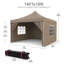 Pavillon de jardin escamotable 10 x 10 pi, tente de fête imperméable avec 4 côtés et fenêtres, installation à une pression, sac à roulettes, chapiteau portatif pour barbecue, camping et événements commerciaux, kaki