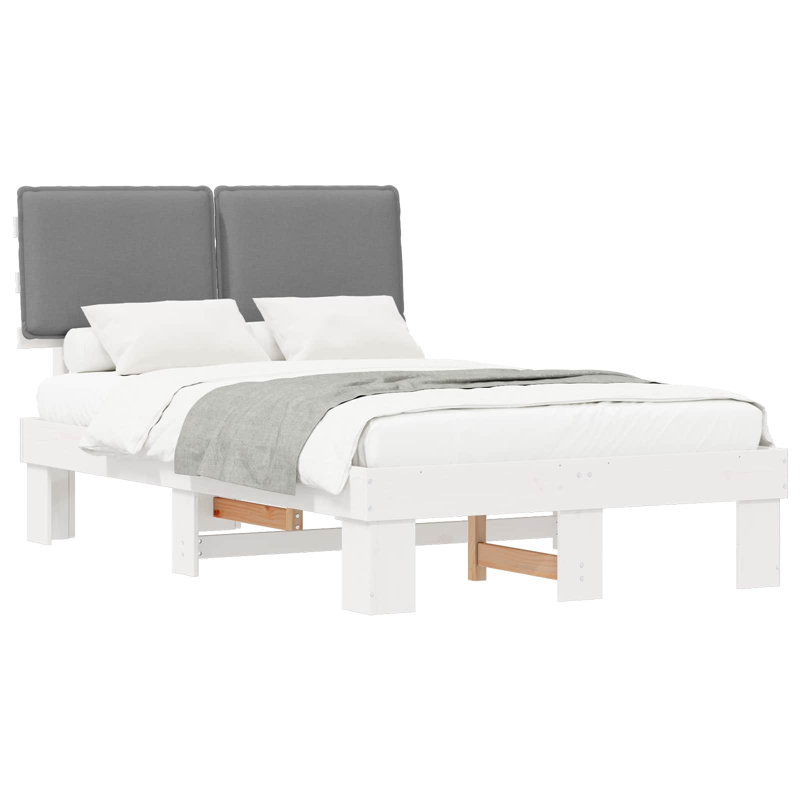 Steel Bed Frame, 120 x 200cm, Light Grey/White