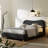 Modern Upholstered Platform Bed with Curved Headboard and Rounded Footboard-710002146-710002145