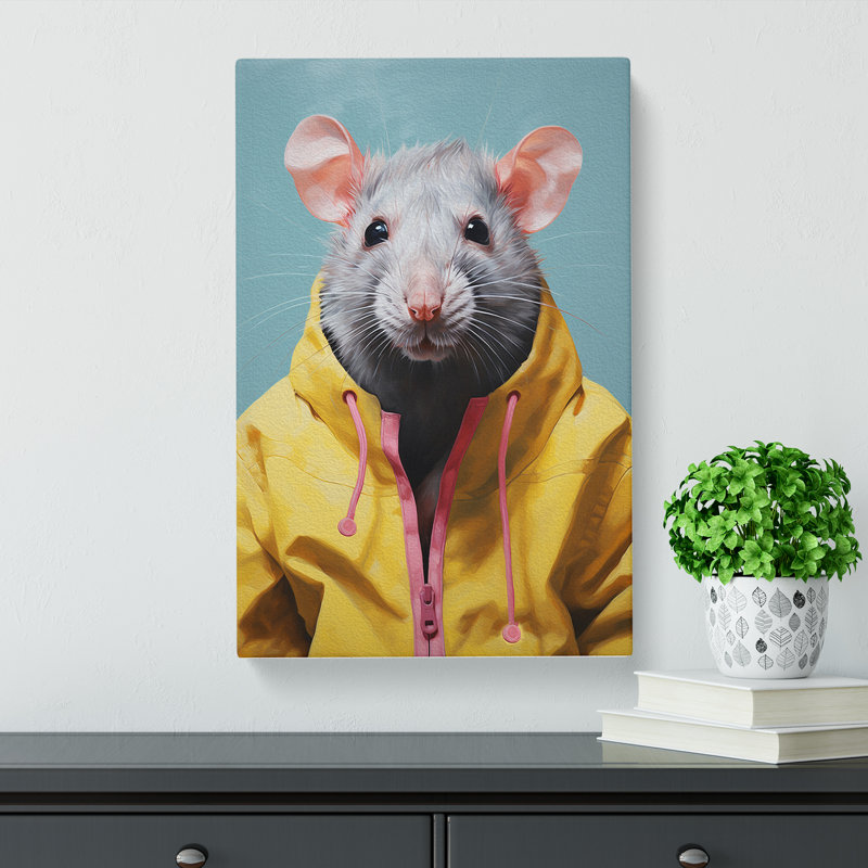 Rat Minimalism Art - Wrapped Canvas, 60cm H x 40cm W x 3cm D