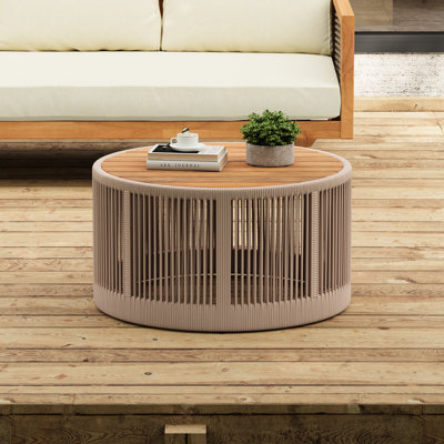Coffee Table With Rope And Iron - ,  For Living Room Spaces Stable