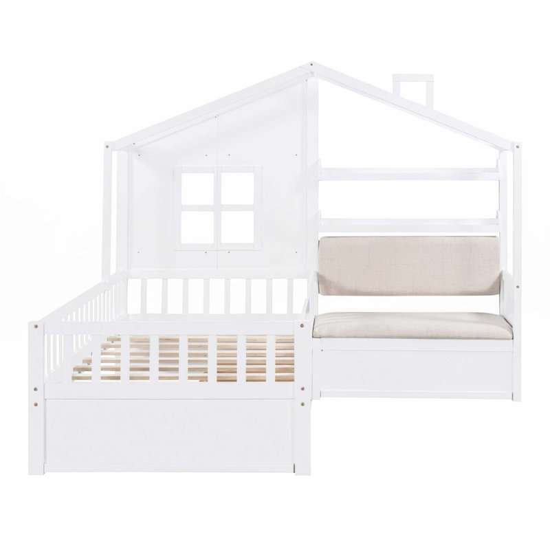 Lit simple avec canapé-lit, Blanc
