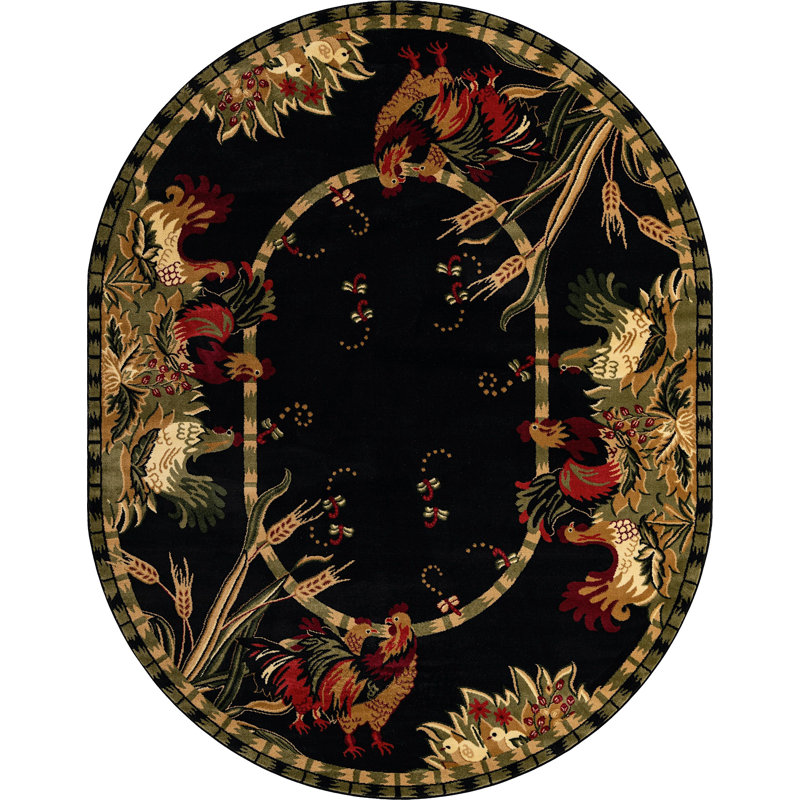 Tapis à motif animal Dar Dar, Ovale 7 pi 11 po x 10 pi