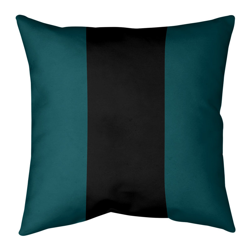 Coussin décoratif , 14 po x 14 po, Vert / Noir, Polyester sergé