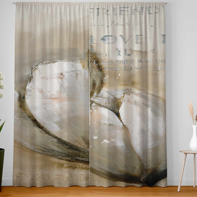 Three Tulips with Typography - Blackout Window Curtain Pair