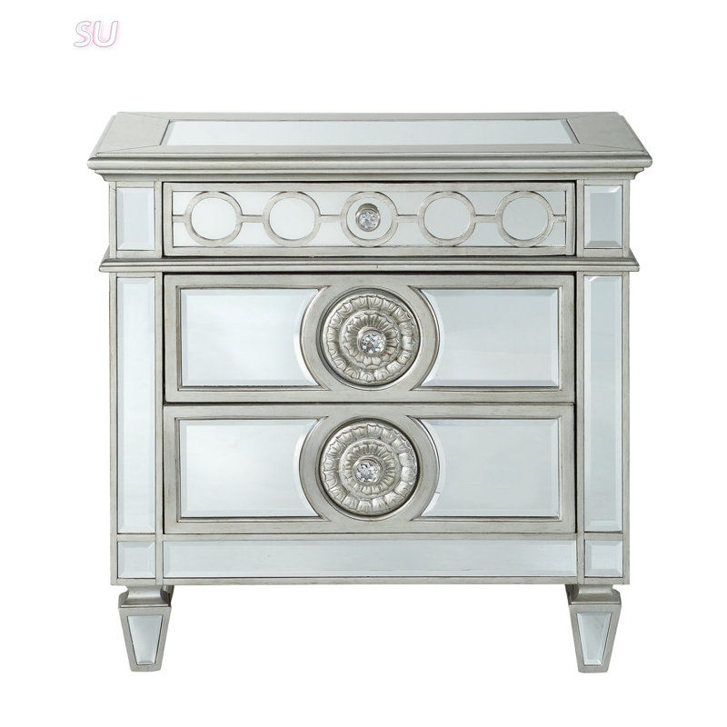 Table de chevet Glam Luxury, Argent argent