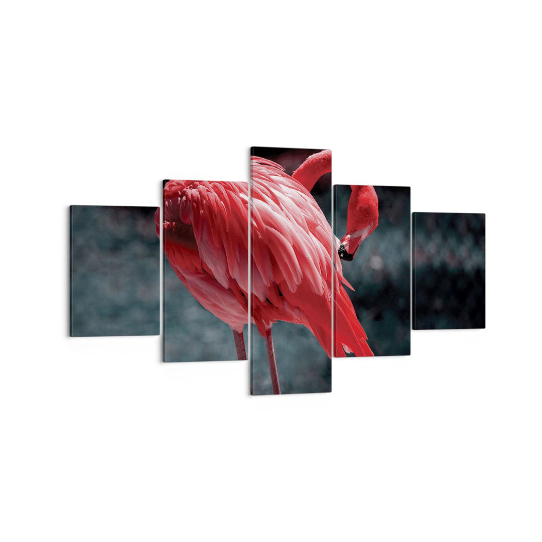 5-tlg. Leinwandbilder-Set Flamingo Pink Bird