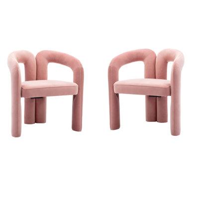 Chaise de salle à manger contemporaine en velours avec dossier courbé et pieds éléphants pour la cuisine, la salle à manger et le bureau personnel