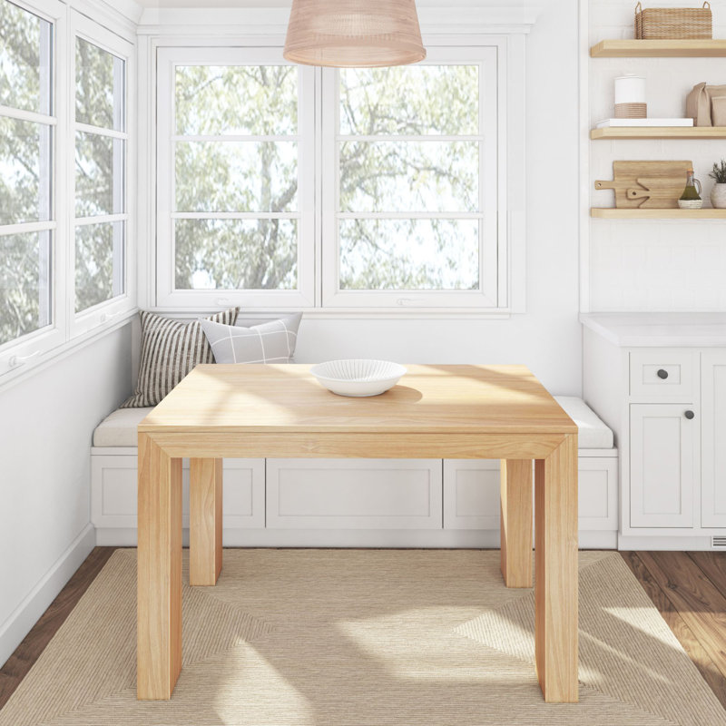 Chalonda Pine Solid Wood Dining Table, 32" W x 48" L , Blonde Wirebrush