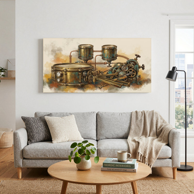 Steampunk tambour, reproduction d'art sur toile, ensemble de 1, Toile tendue, L 32 po x H 16 po