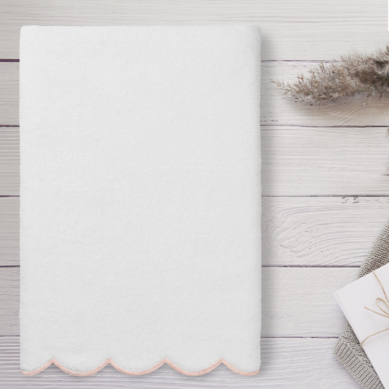  Serviette de bain 100% coton ADORNIA, Blanc / Rose, Serviette de bain - 1 paquet