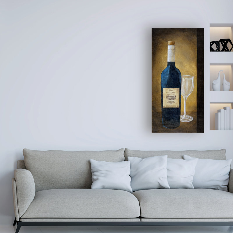 Reproduction d’art sur toile tendue, "une bouteille de vin avec verre" par Pablo Esteban, H 24 po x l 12 po x P 2 po