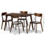 Ensemble de salle à manger 5 pièces Chartez en tissu gris clair et finition noyer, H 31,5 po x l 19,3 po x P 20,1 po-884054341