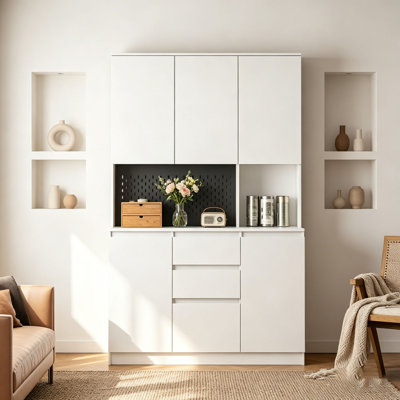 74" Freestanding Kitchen Pantry Cabinet Cupboard with 6 Doors,3 Shelves and 2 Drawer