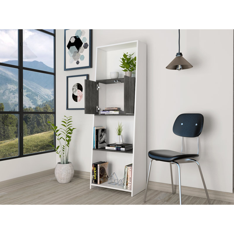 Dennielle 4 shelf bookcase with cupboard unit