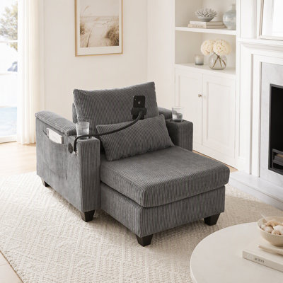 Convertible Sofa Chair Bed With Smart Storage, USB Ports, Cup Holders And Phone Holder, Ideal For Compact Living Spaces