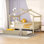 Lit double en bois pleine grandeur avec lit gigogne simple, cadre de lit pour enfants pour chambre d'enfant, naturel