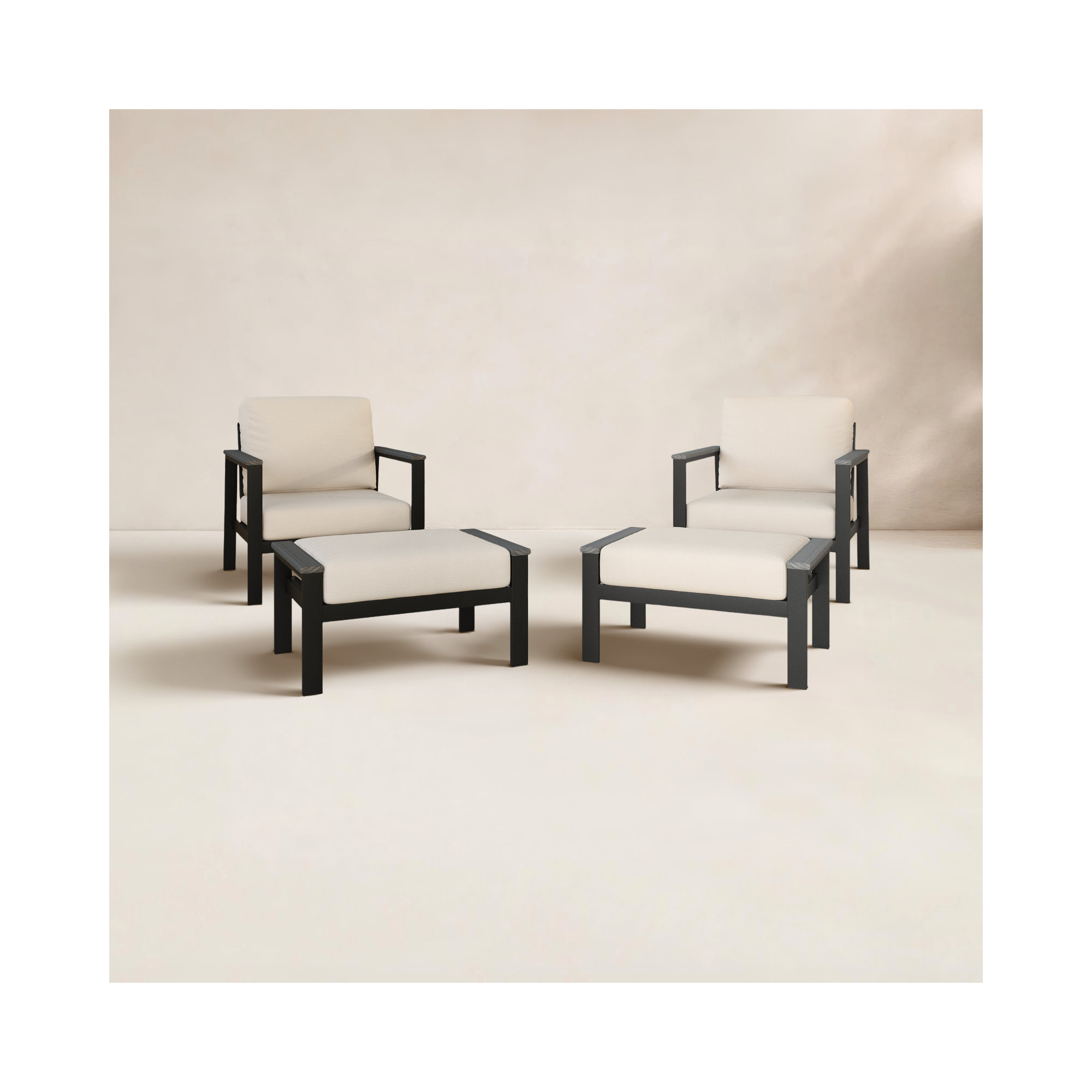 Townsend Patio Chair Sunbrella Cushions and Ottoman, Cast Silver Sunbrella®