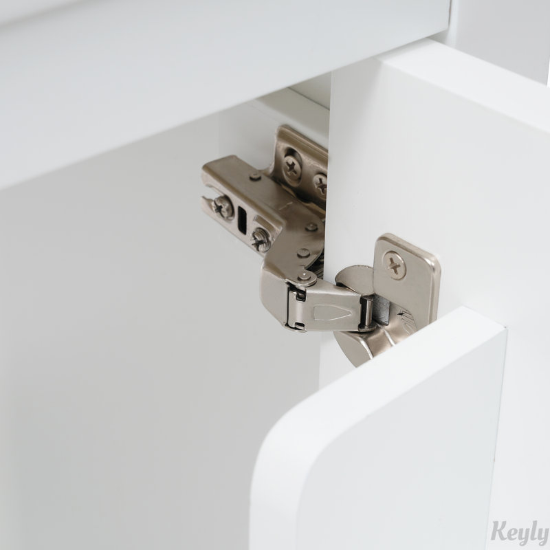 Meuble-lavabo de 20 po avec lavabo, porte à fermeture douce, support de rangement et tablette ouverte, Blanc
