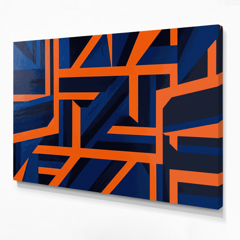 «Hard Edge», art mural bleu sur toile 14, 11" H x 14" W