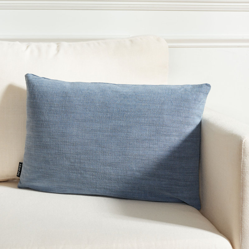 Rectangular Cotton Pillow Cover & Insert, Blue Gray