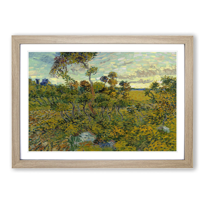 Sunset at Montmajour by Vincent Van Gogh - Picture Frame Painting, 48cm H x 65cm W x 2cm D, Oak Framed