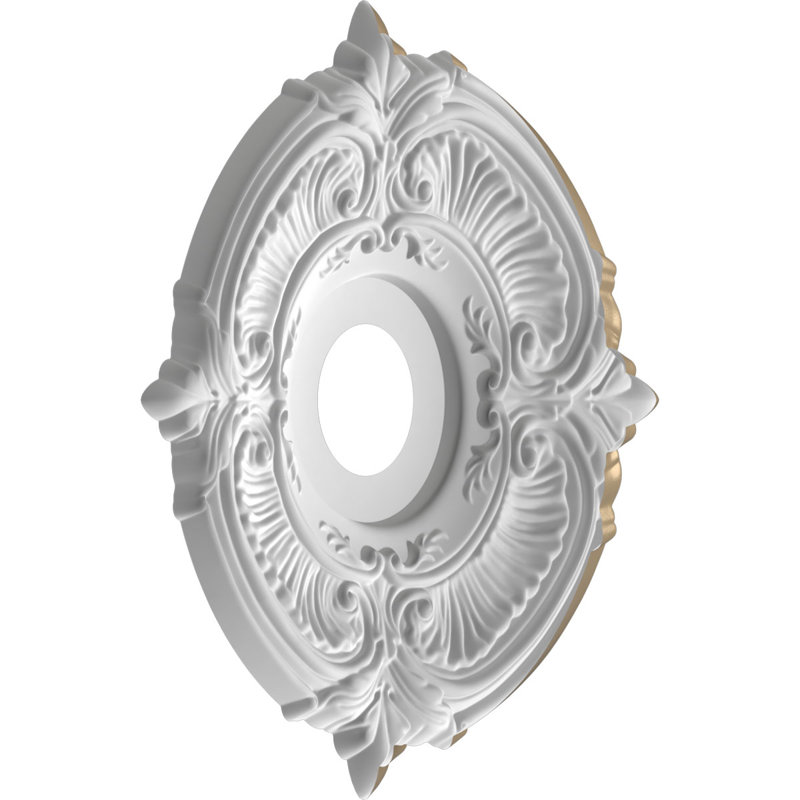 Attica Thermoformed PVC Ceiling Medallion, 16" H x 16" W x 1" D, Universal Metallic Champagne Mist